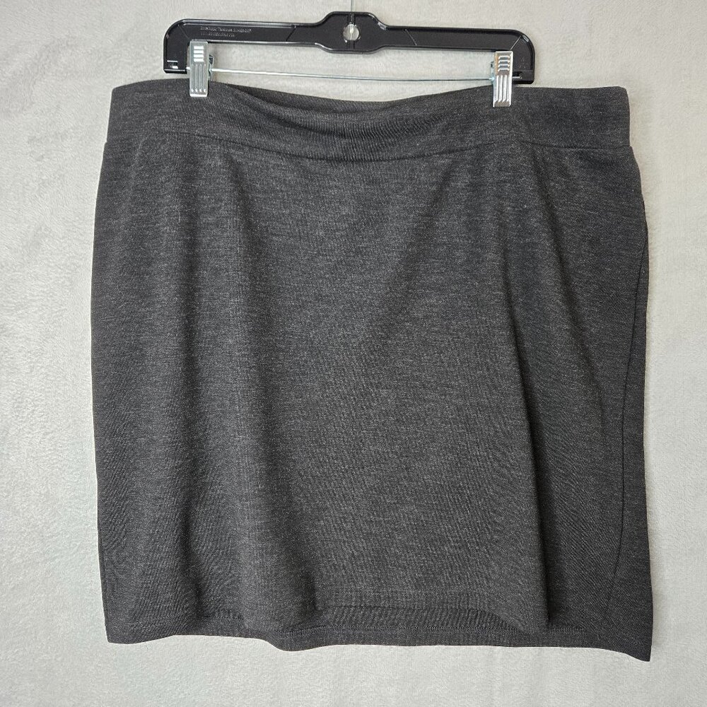 J.Jill 2X Plus Size Mini Skirt Stretchy Charcoal Gray Pull-On Elastic Waist